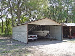 Boxed Eave Style Carport with Three Sides Closed